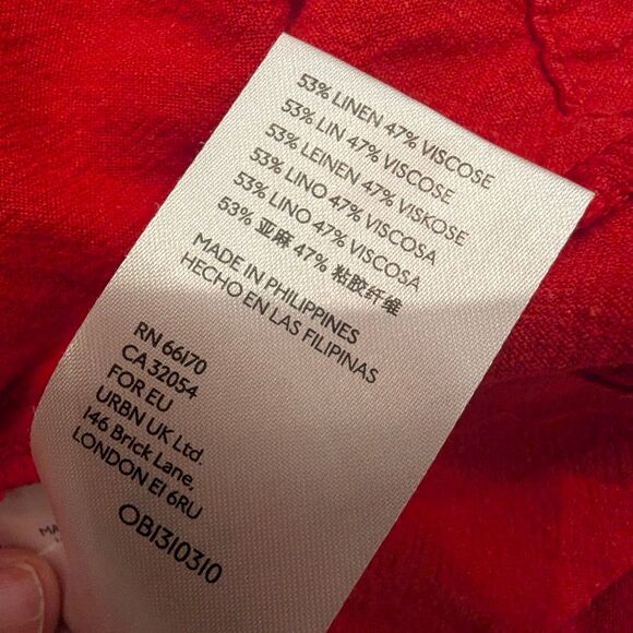 Anthropologie Rompers Constance Red Wide-Leg Overalls Linen Bland XS Relaxed Fit - Picture 5 of 10